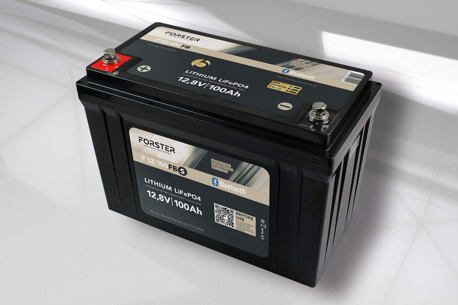 FORSTER 12,8V Lithium 100Ah LiFePO4 Standard Batterie, 100A-BMS, Smart  Bluetooth