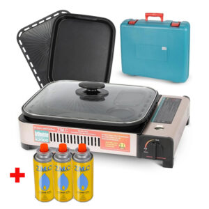 ZMC 2-in-1 Gaskocher & Gasgrill, 2,1 kW + 3 Gaskartuschen 227g!!