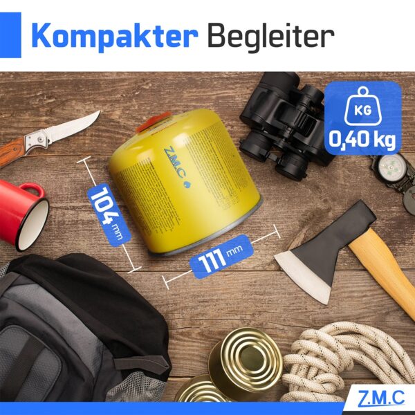 ZMC Propan Butan Gaskartuschen 300g – Schraubkartusche mit Ventil, 600 ml, Eurogewinde 7/16", Sicherheitsverschluss – Bild 2