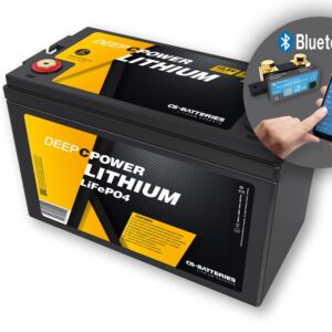 CS-Batteries 100Ah | 12,8V | 1280Wh | Lithium LiFePO4 Caravan Batterie | zusätzlicher 300A Bluetooth-Mess-Shunt
