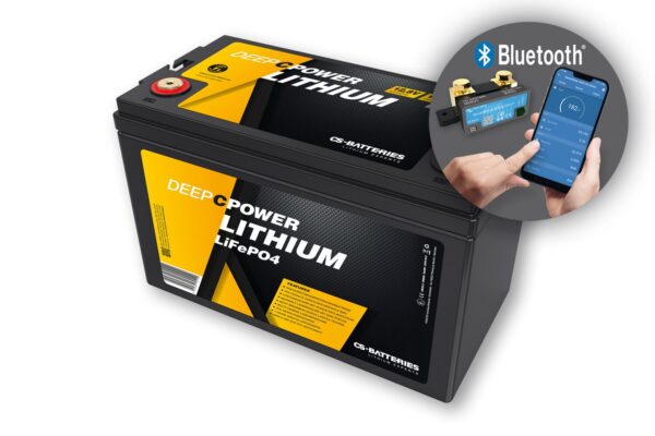CS-Batteries 100Ah | 12,8V | 1280Wh | Lithium LiFePO4 Caravan Batterie | zusätzlicher 300A Bluetooth-Mess-Shunt