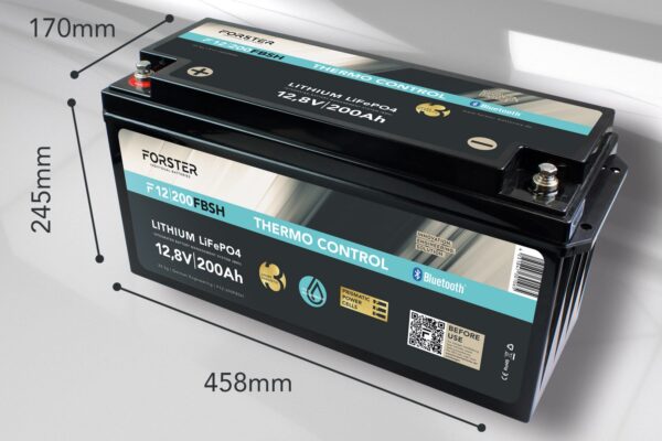 FORSTER 12,8V Lithium 200Ah LiFePO4 Standard Batterie | 200A-BMS | Smart Bluetooth | 2560Wh | Thermo-Control – Bild 6