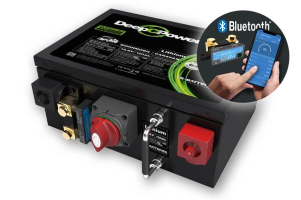 CS-Batteries 150Ah | 12,8V | 1920Wh | Lithium LiFePO4 Caravan Batterie | zusätzlicher 300A Bluetooth-Mess-Shunt - Untersitzbatterie