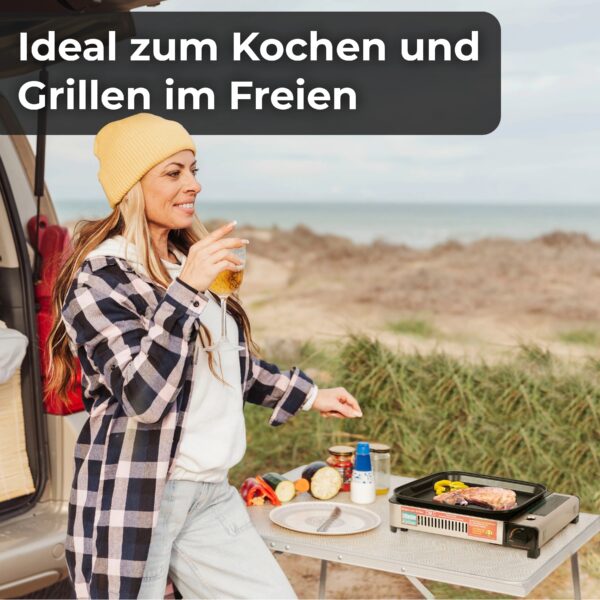 ZMC 2-in-1 Gaskocher & Gasgrill, 2,1 kW - Komplett-Set!! – Bild 8