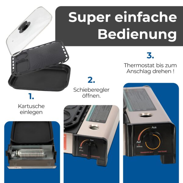 ZMC 2-in-1 Gaskocher & Gasgrill, 2,1 kW - Komplett-Set!! – Bild 7