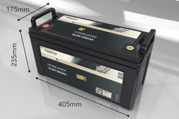 FORSTER 112,8V Lithium 200Ah LiFePO4 Premium Batterie | 200A-BMS-2.0 | 500A Bluetooth Mess-Shunt | 2560Wh | IP67 – Bild 3